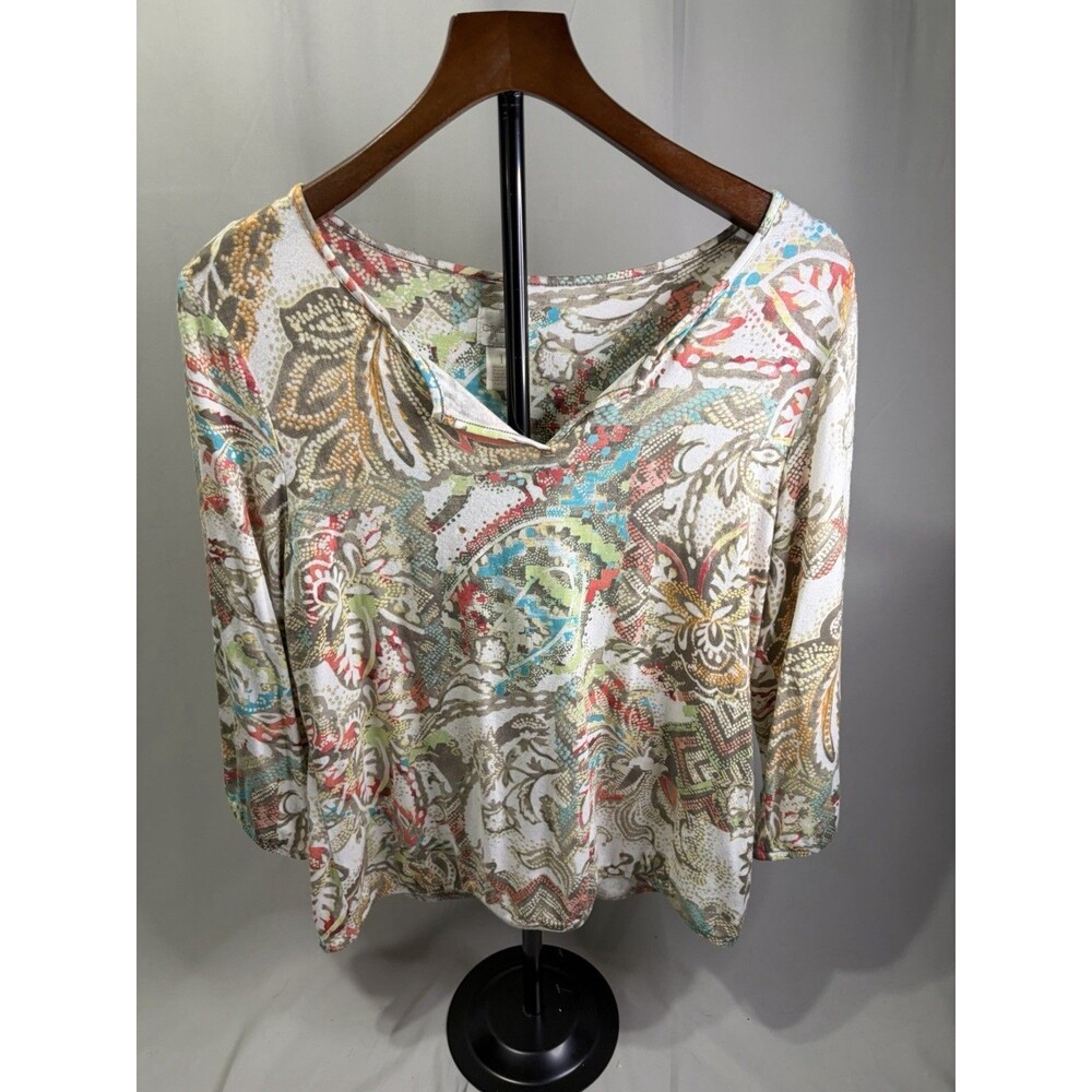 Chico’s Multicolor V-Neck Blouse Size 1 Women’s